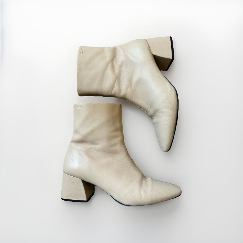 Vagabond Alice Boot Nappa Leather Ivory Cream Block Heel Size 40 10 $200